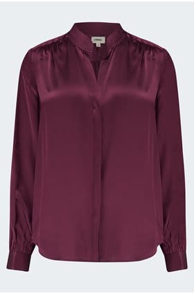 Bianca Band Collar Blouse in Dark Port