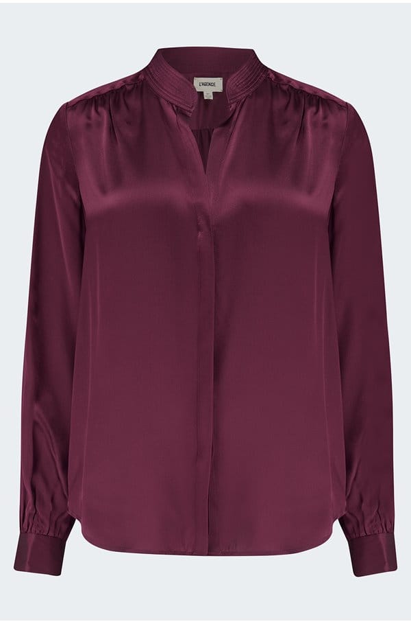 bianca band collar blouse in dark port