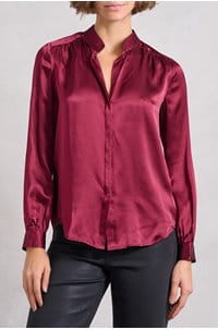 bianca band collar blouse in dark port