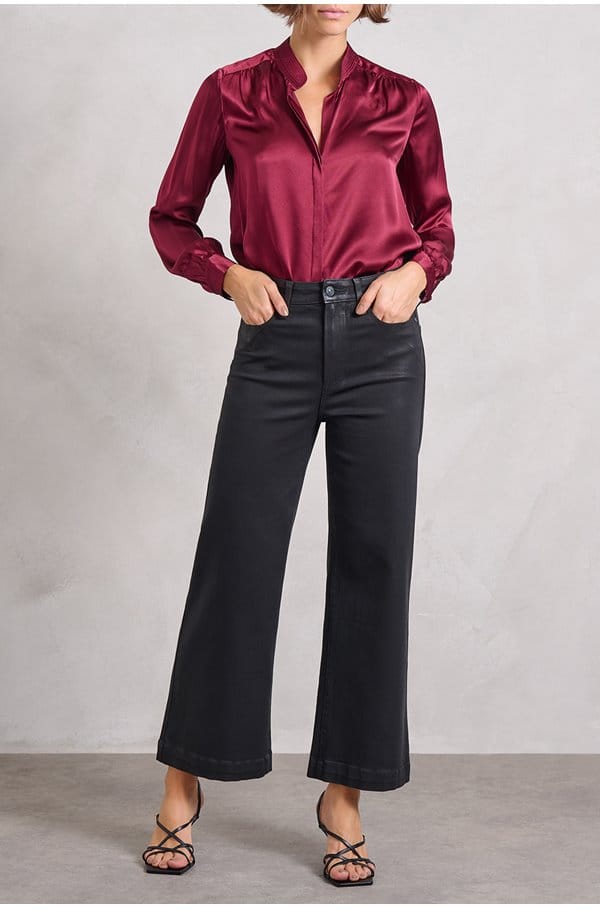 bianca band collar blouse in dark port