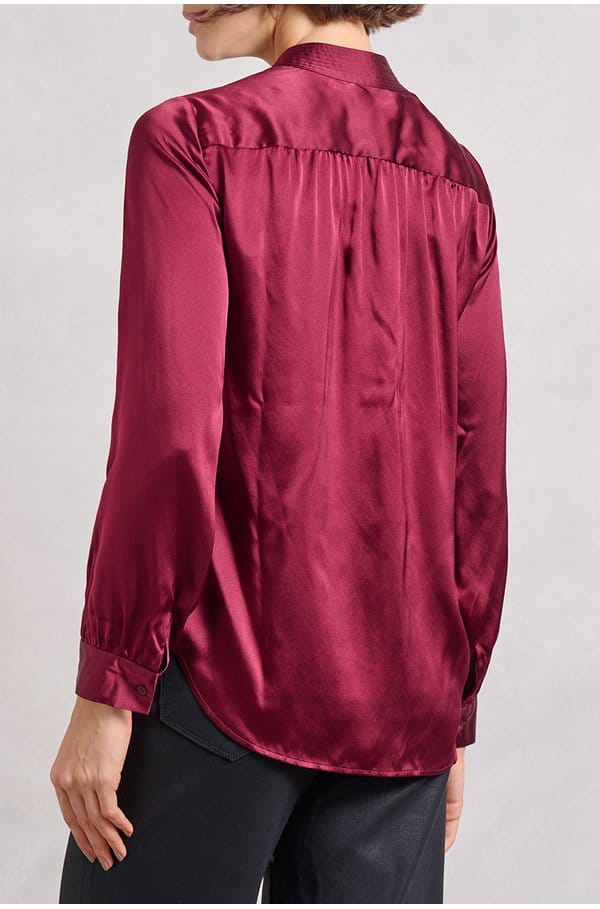 bianca band collar blouse in dark port