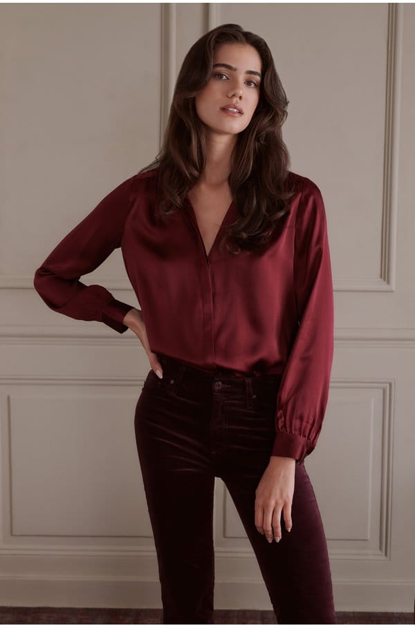 bianca band collar blouse in dark port
