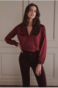 bianca band collar blouse in dark port