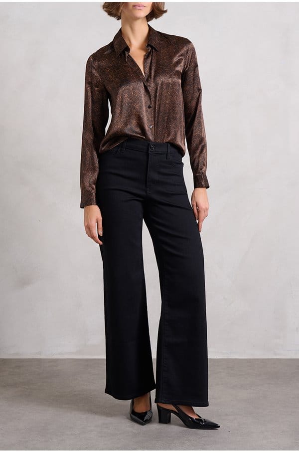 tyler blouse in brown herringbone