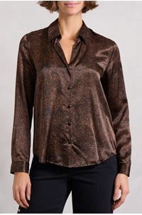 tyler blouse in brown herringbone