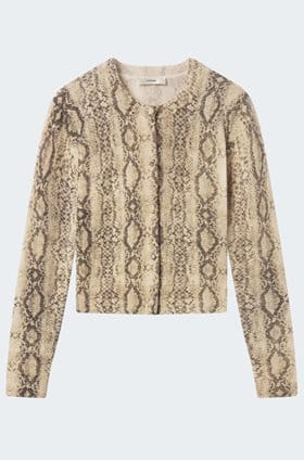 The Cashmere Snake Cardigan In Camel Multi