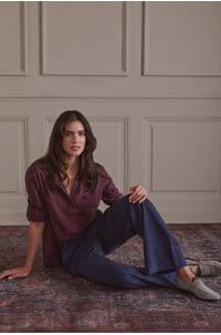 split back button down shirt in pinot noir