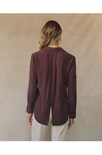 split back button down shirt in pinot noir