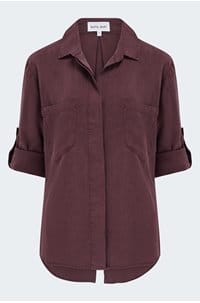 split back button down shirt in pinot noir
