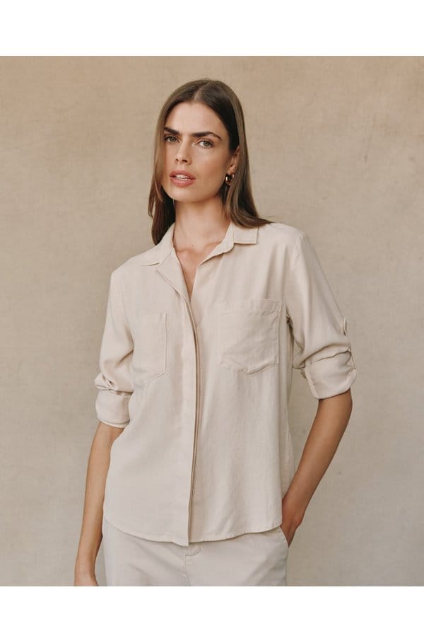 split back button down shirt in moon stone