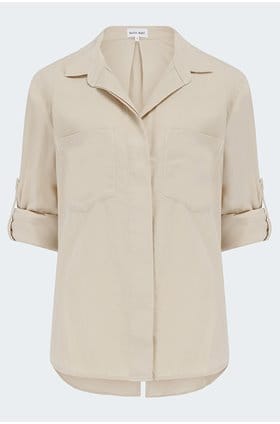 Split Back Button Down Shirt in Moon Stone