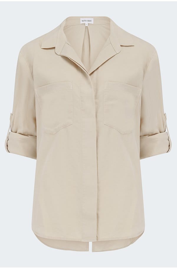 split back button down shirt in moon stone