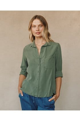 Split Back Button Down Shirt in Fernwood