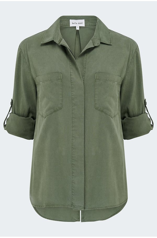 split back button down shirt in fernwood