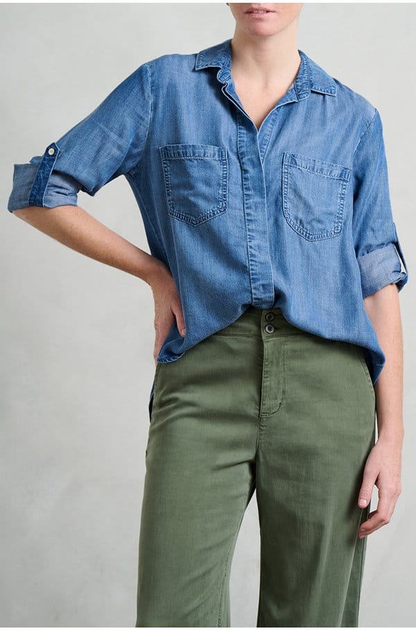 split back button down shirt in skyline spray