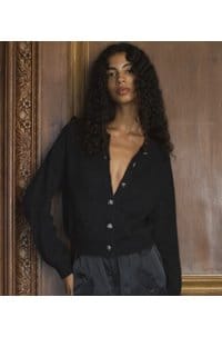 petra crystal cardigan in black