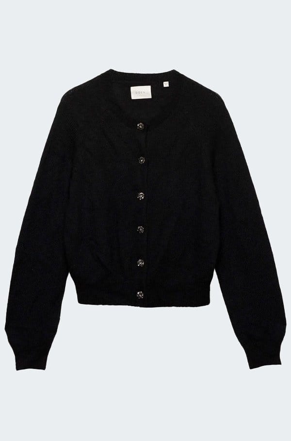 petra crystal cardigan in black