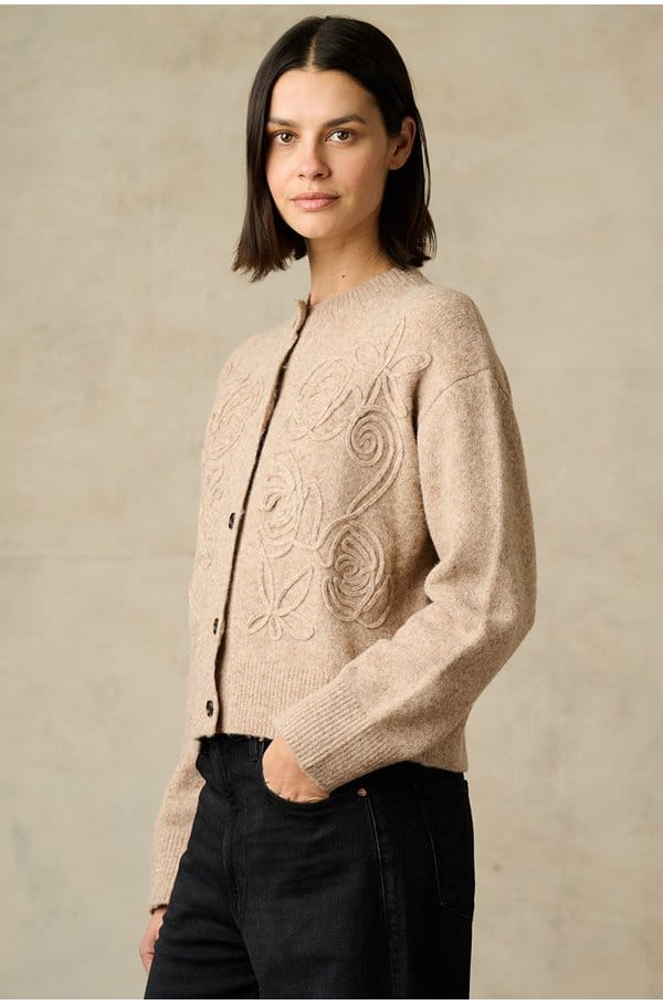 coralee cardigan in sand 