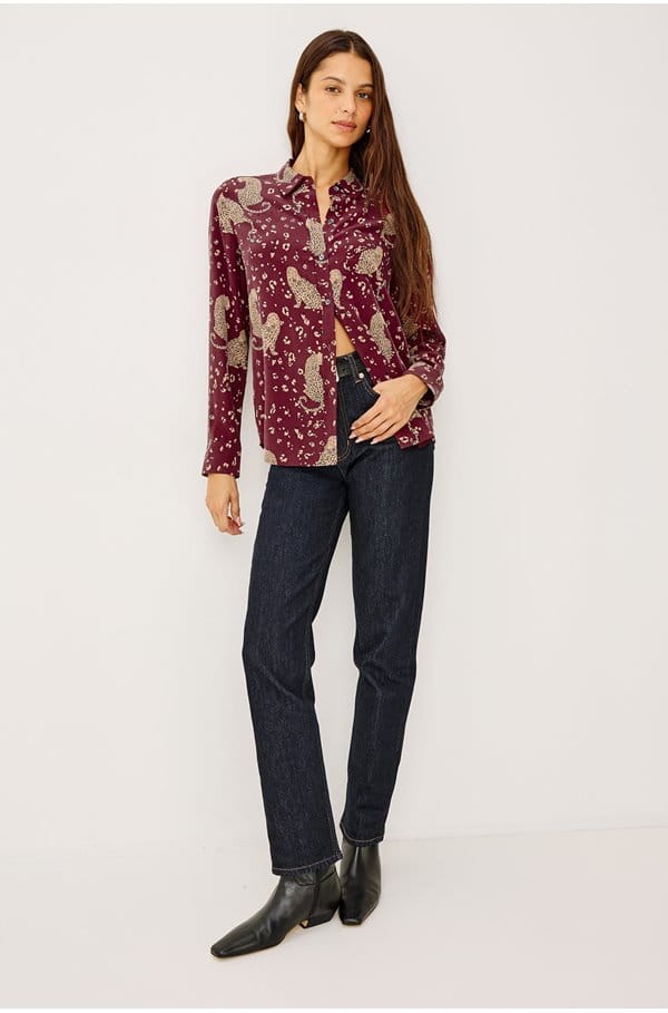 kate shirt in oxblood leopard