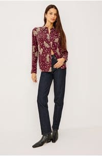 kate shirt in oxblood leopard
