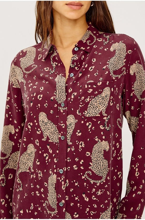 kate shirt in oxblood leopard