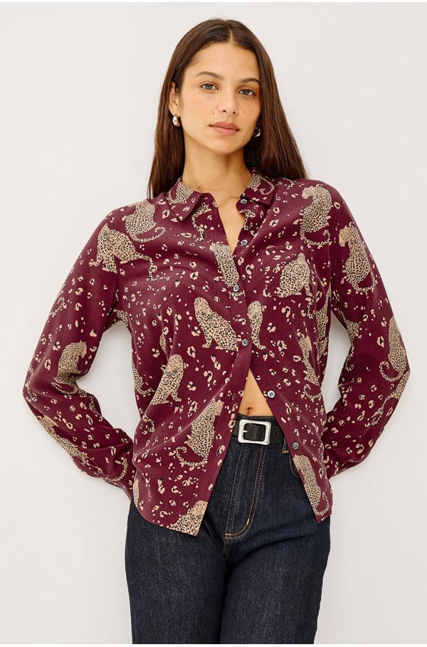 kate shirt in oxblood leopard