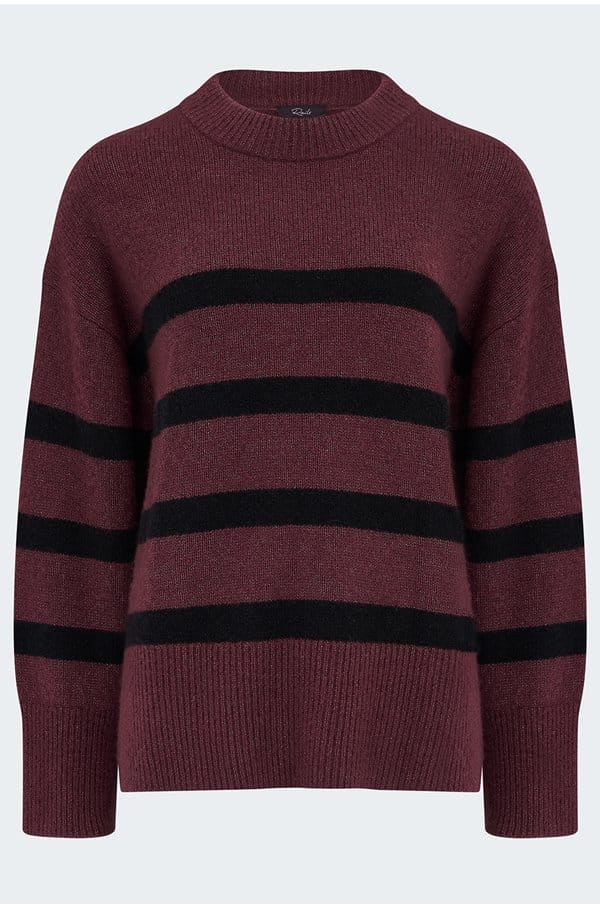 miranda crew neck sweater in garnet black stripe 