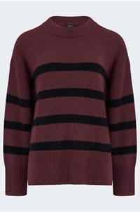 miranda crew neck sweater in garnet black stripe 
