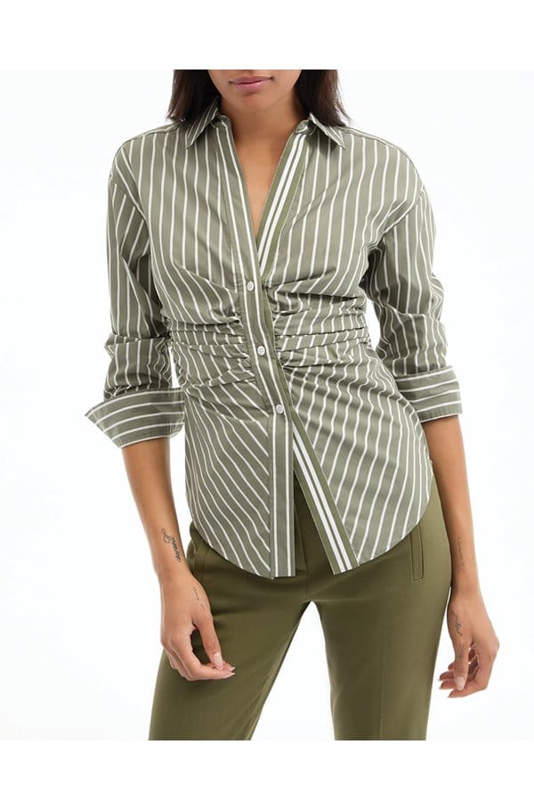 devra shirt in stone army white