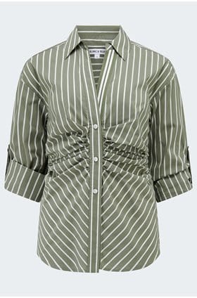 Devra Shirt in Stone Army White