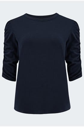 Waldorf Ruched Tee in Navy