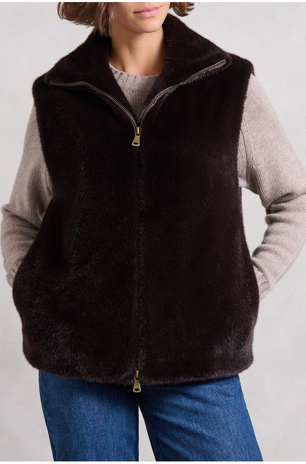 furo sleeveless jacket in brun