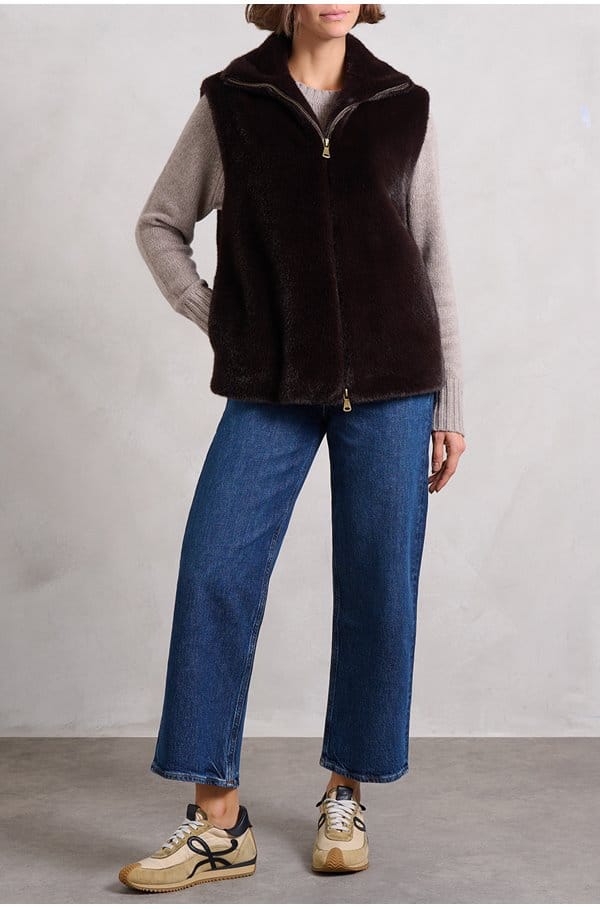 furo sleeveless jacket in brun