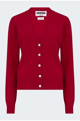 Vienna V Cardigan in Cherry Red