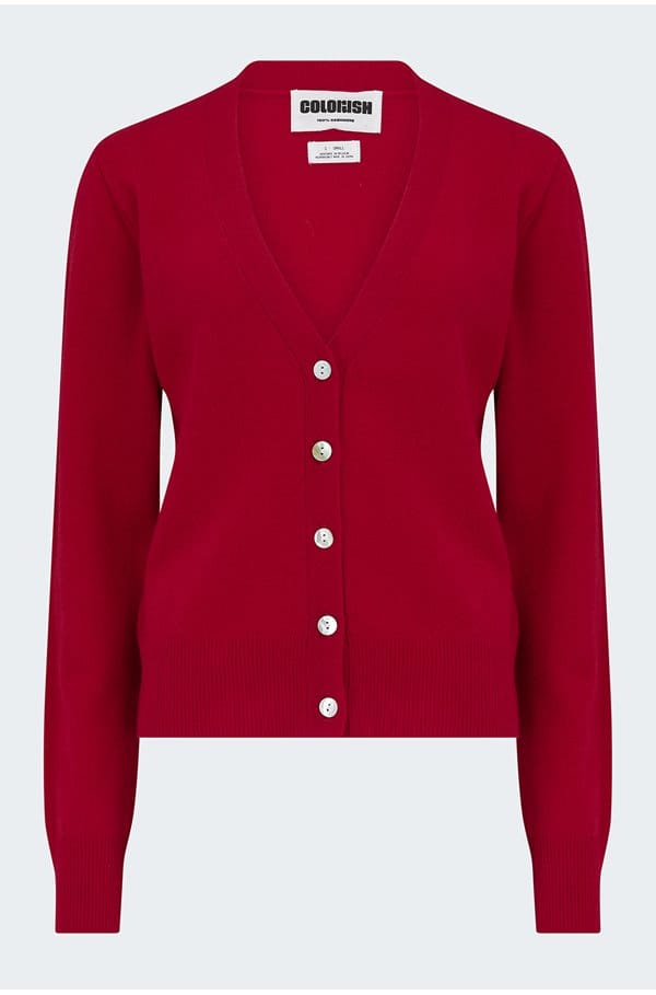 vienna v cardigan in cherry red