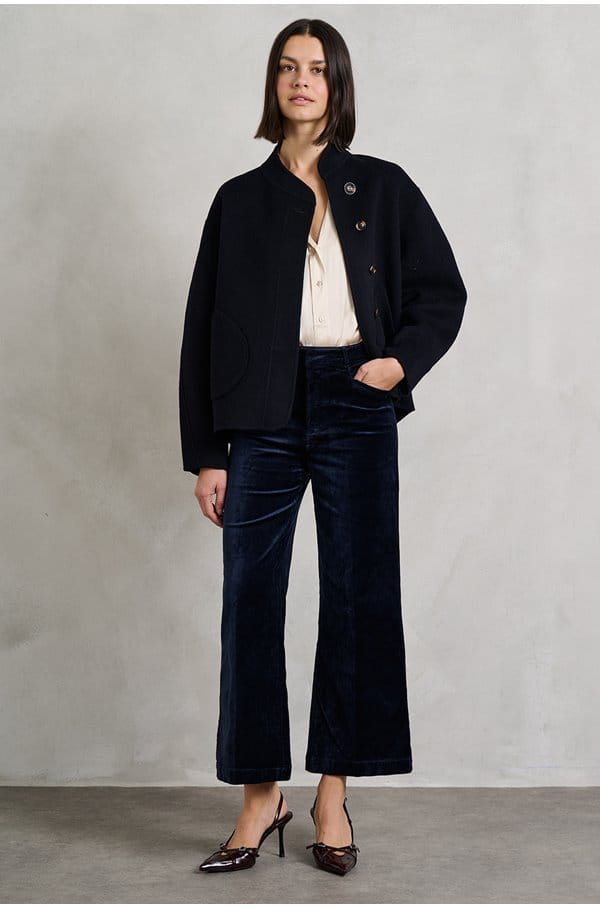 anessa wide jean in deep navy velvet