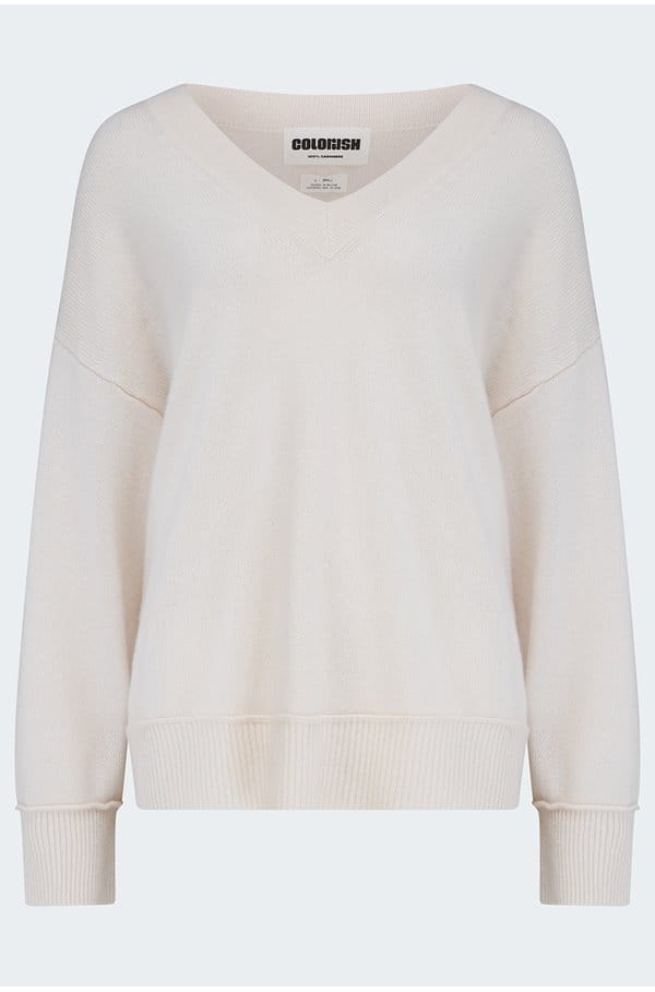 pomelo chunky v-neck in white