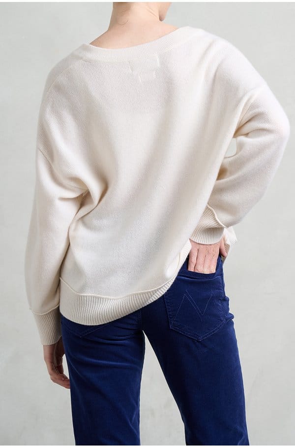 pomelo chunky v-neck in white