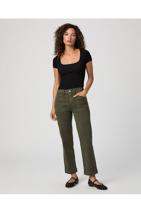 quincy ankle straight trouser in forester green