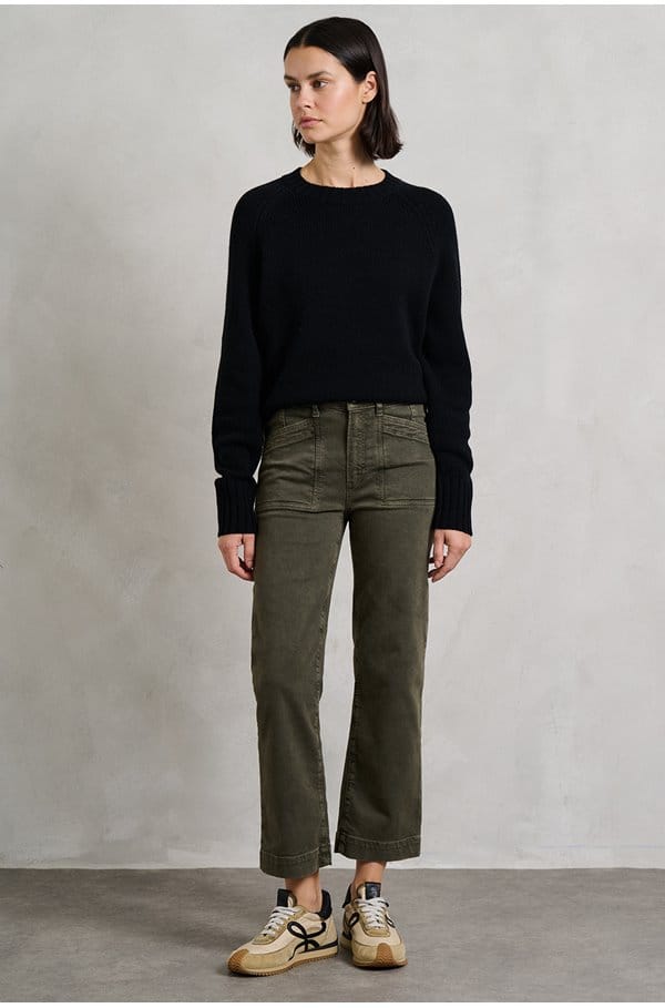 quincy ankle straight trouser in forester green
