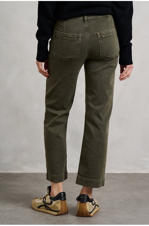 quincy ankle straight trouser in forester green