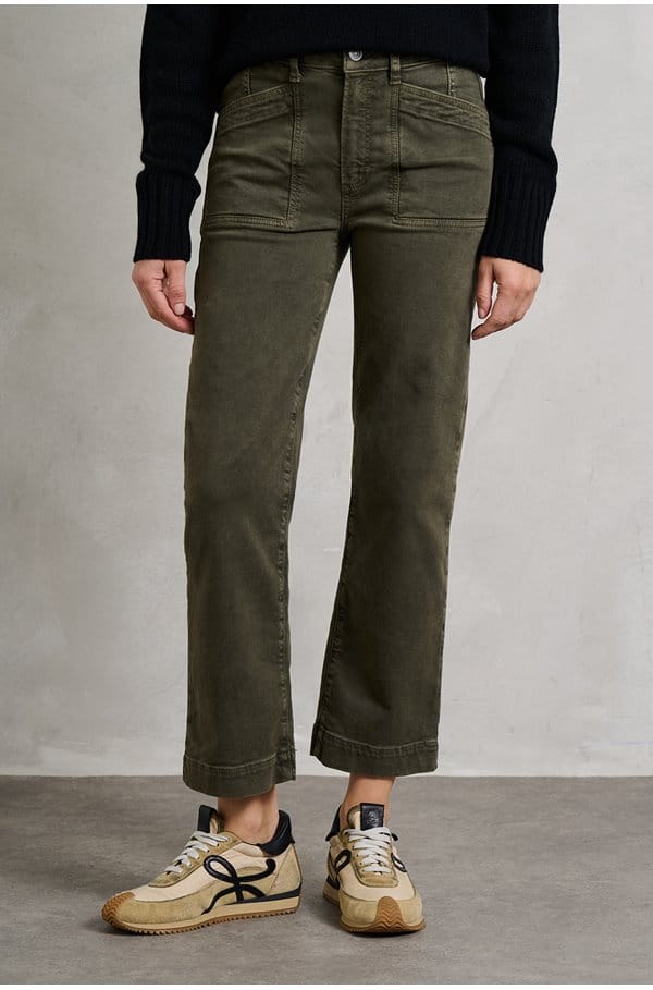 quincy ankle straight trouser in forester green