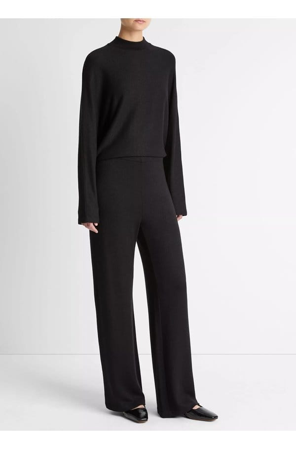 cozy wide leg pant in black 