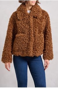 traci jacket in brown curly