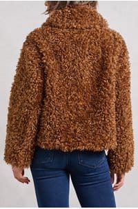 traci jacket in brown curly