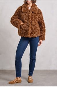 traci jacket in brown curly