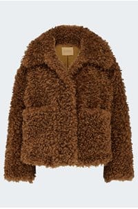 traci jacket in brown curly