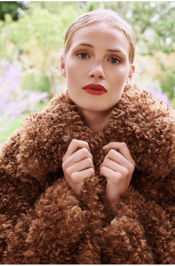 traci jacket in brown curly