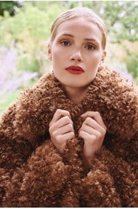 traci jacket in brown curly