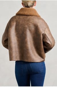 vera reversible shearling jacket in tan